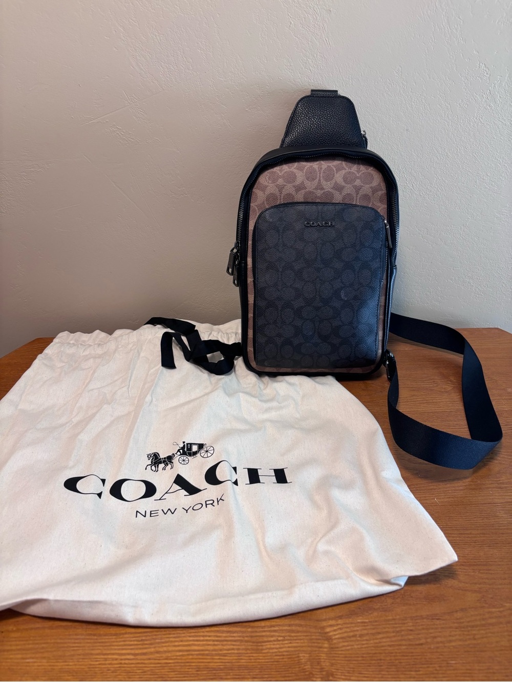 Coach Ethan Pack in Signature Canvas - Tan/Charcoal/Black NWT